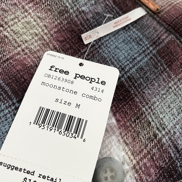 NWT Free People Before I Let Go Plaid Romper Moonstone Combo Blue Purple Boho Me - Picture 5 of 6